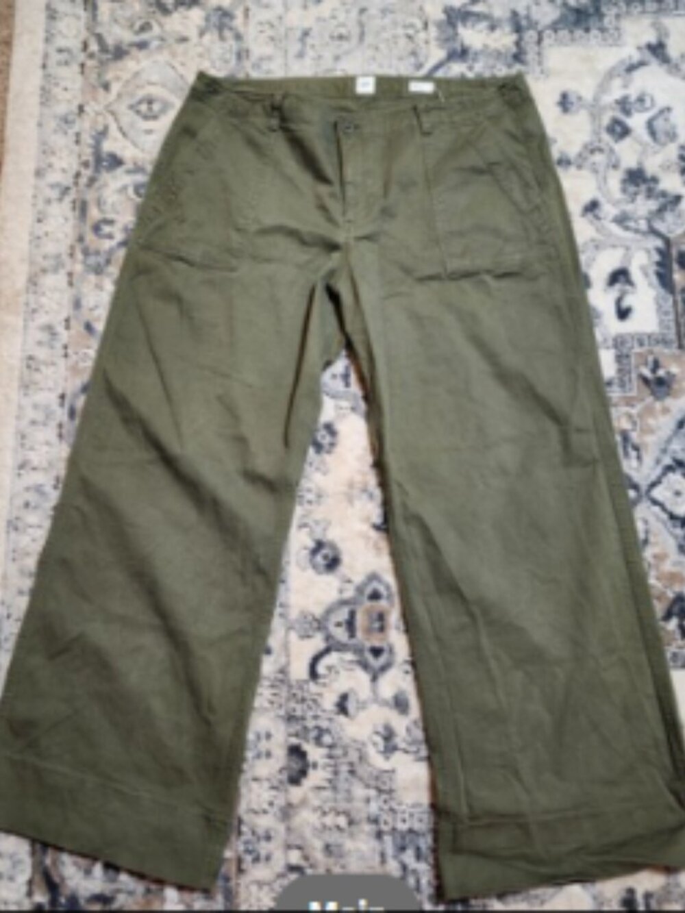 Gap Wide Leg High Rise Ankle Pant Army Green Olive Twill Denim sz 20 Tall L NWOT